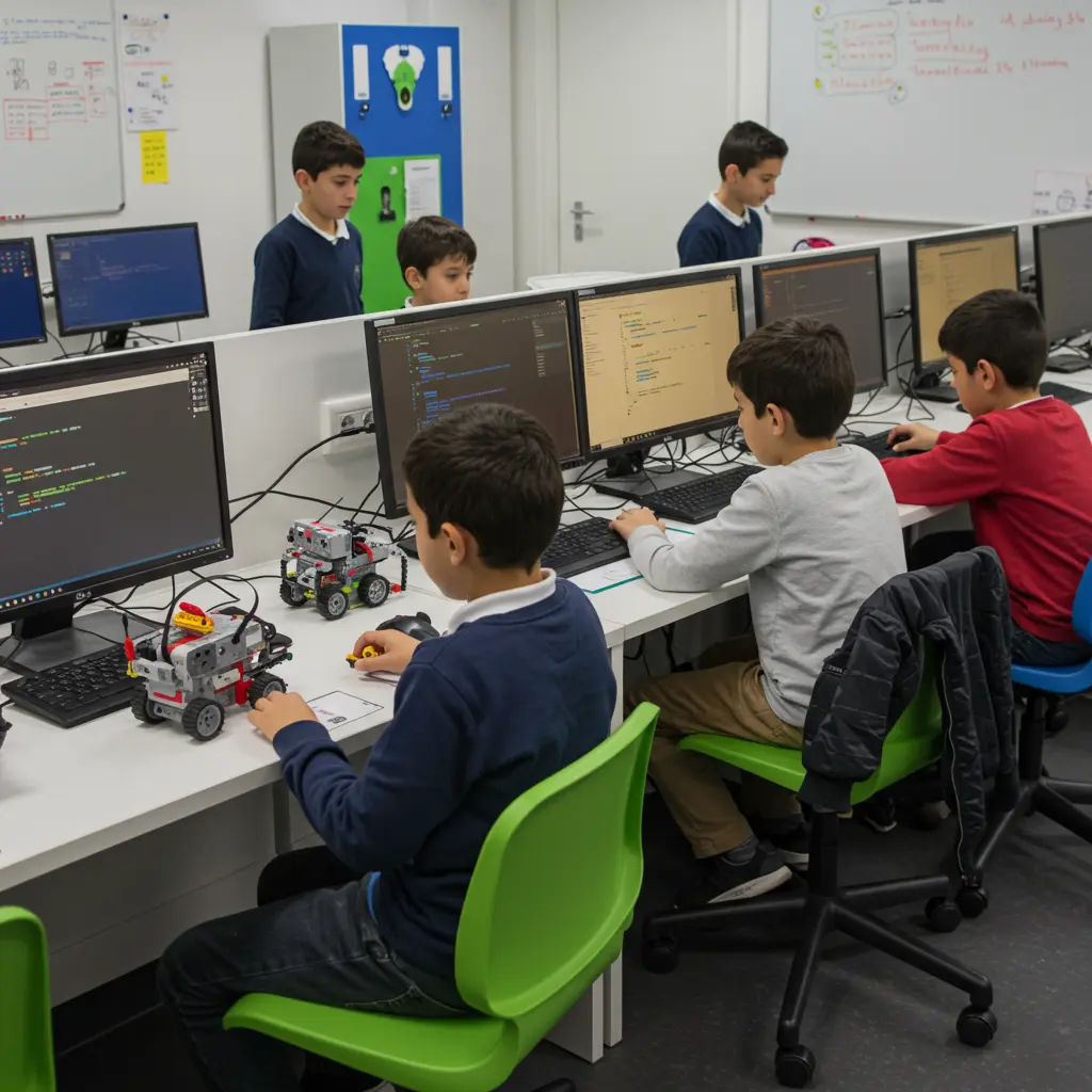 Niños aprendiendo robotica en Robojitsu